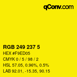 Color code: RGB 249 237 5 | qconv.com