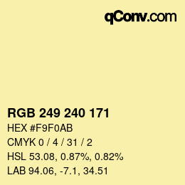 Color code: RGB 249 240 171 | qconv.com