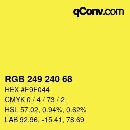 Color code: RGB 249 240 68 | qconv.com