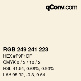 Code couleur: RGB 249 241 223 | qconv.com