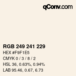 Color code: RGB 249 241 229 | qconv.com