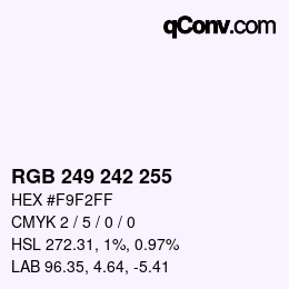 Color code: RGB 249 242 255 | qconv.com