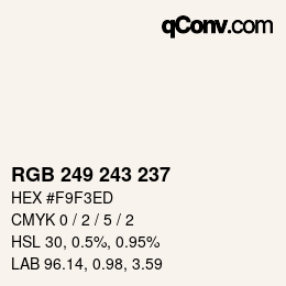 Color code: RGB 249 243 237 | qconv.com