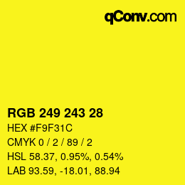 カラーコード: RGB 249 243 28 | qconv.com