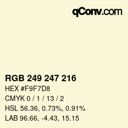 Color code: RGB 249 247 216 | qconv.com