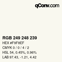 Código de color: RGB 249 248 239 | qconv.com