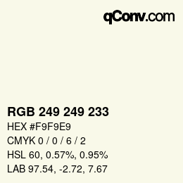 Color code: RGB 249 249 233 | qconv.com