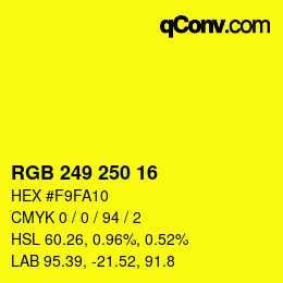 Color code: RGB 249 250 16 | qconv.com