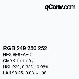 Color code: RGB 249 250 252 | qconv.com