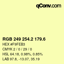 カラーコード: RGB 249 254.2 179.6 | qconv.com