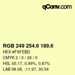 カラーコード: RGB 249 254.6 189.6 | qconv.com