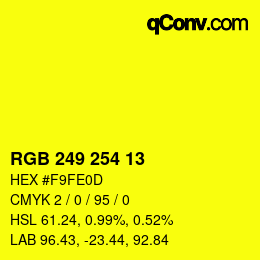 Color code: RGB 249 254 13 | qconv.com