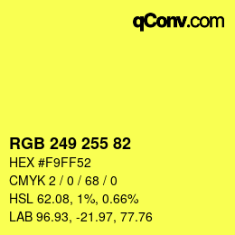 颜色代码: RGB 249 255 82 | qconv.com