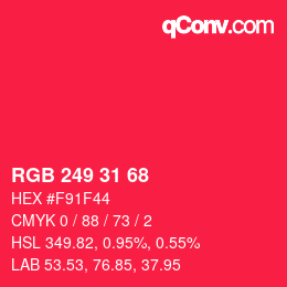 Color code: RGB 249 31 68 | qconv.com