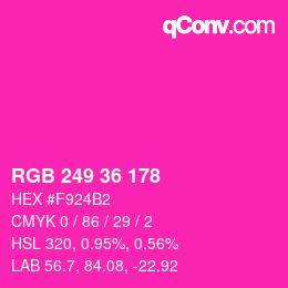 颜色代码: RGB 249 36 178 | qconv.com