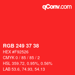 Color code: RGB 249 37 38 | qconv.com