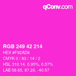 颜色代码: RGB 249 42 214 | qconv.com