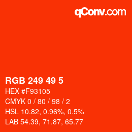 カラーコード: RGB 249 49 5 | qconv.com