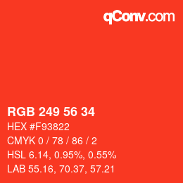 Color code: RGB 249 56 34 | qconv.com