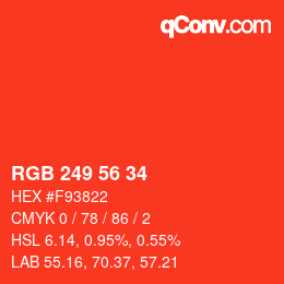 Color code: RGB 249 56 34 | qconv.com