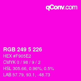 カラーコード: RGB 249 5 226 | qconv.com