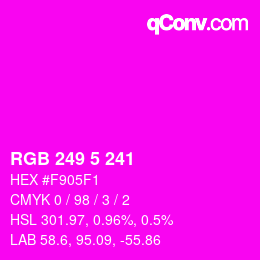 Color code: RGB 249 5 241 | qconv.com