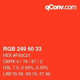 颜色代码: RGB 249 60 33 | qconv.com