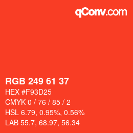 Color code: RGB 249 61 37 | qconv.com