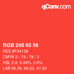 Color code: RGB 249 65 56 | qconv.com