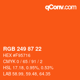 Color code: RGB 249 87 22 | qconv.com