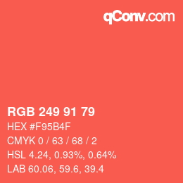 颜色代码: RGB 249 91 79 | qconv.com