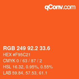 カラーコード: RGB 249 92.2 33.6 | qconv.com