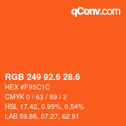 カラーコード: RGB 249 92.6 28.6 | qconv.com