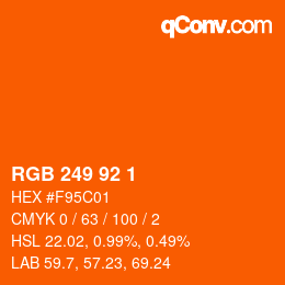 颜色代码: RGB 249 92 1 | qconv.com