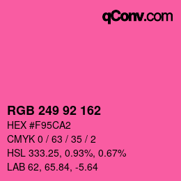 カラーコード: RGB 249 92 162 | qconv.com