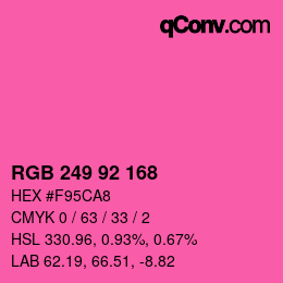 カラーコード: RGB 249 92 168 | qconv.com