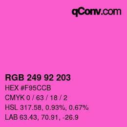 カラーコード: RGB 249 92 203 | qconv.com