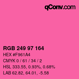 Color code: RGB 249 97 164 | qconv.com