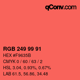 Color code: RGB 249 99 91 | qconv.com