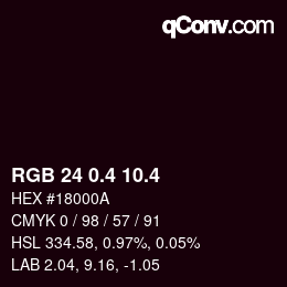 カラーコード: RGB 24 0.4 10.4 | qconv.com