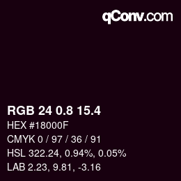 カラーコード: RGB 24 0.8 15.4 | qconv.com