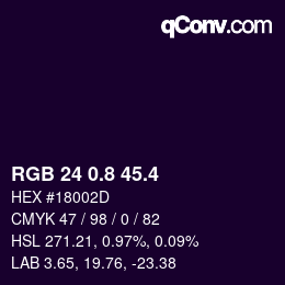 カラーコード: RGB 24 0.8 45.4 | qconv.com