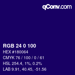 Color code: RGB 24 0 100 | qconv.com