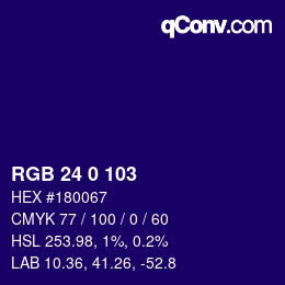Color code: RGB 24 0 103 | qconv.com