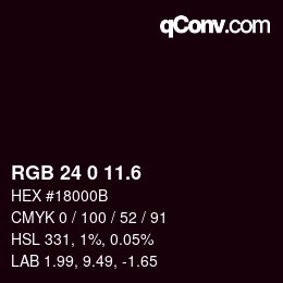 カラーコード: RGB 24 0 11.6 | qconv.com