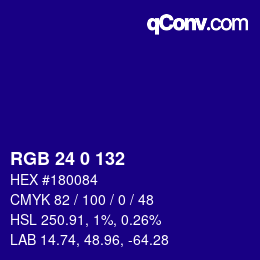 Color code: RGB 24 0 132 | qconv.com