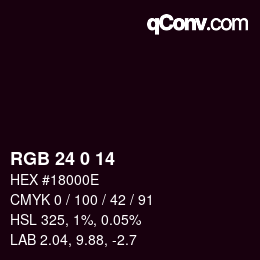 Color code: RGB 24 0 14 | qconv.com
