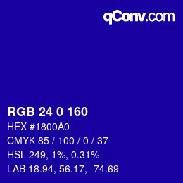 Color code: RGB 24 0 160 | qconv.com