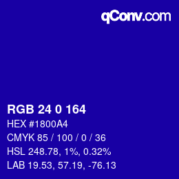 Color code: RGB 24 0 164 | qconv.com