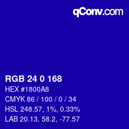 Color code: RGB 24 0 168 | qconv.com